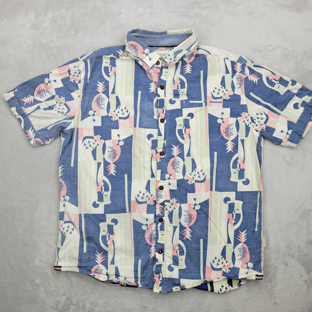 7 Diamonds Shirt Men XL Dress Club Party Pineapple Inside Out Picasso Baby Adult